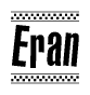 The clipart image displays the text Eran in a bold, stylized font. It is enclosed in a rectangular border with a checkerboard pattern running below and above the text, similar to a finish line in racing. 