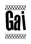 The clipart image displays the text Gai in a bold, stylized font. It is enclosed in a rectangular border with a checkerboard pattern running below and above the text, similar to a finish line in racing. 