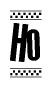 The clipart image displays the text Ho in a bold, stylized font. It is enclosed in a rectangular border with a checkerboard pattern running below and above the text, similar to a finish line in racing. 