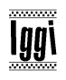 The clipart image displays the text Iggi in a bold, stylized font. It is enclosed in a rectangular border with a checkerboard pattern running below and above the text, similar to a finish line in racing. 