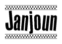 The image contains the text Janjoun in a bold, stylized font, with a checkered flag pattern bordering the top and bottom of the text.
