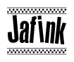The image contains the text Jafink in a bold, stylized font, with a checkered flag pattern bordering the top and bottom of the text.