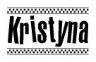 The clipart image displays the text Kristyna in a bold, stylized font. It is enclosed in a rectangular border with a checkerboard pattern running below and above the text, similar to a finish line in racing. 