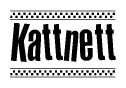 The clipart image displays the text Kattnett in a bold, stylized font. It is enclosed in a rectangular border with a checkerboard pattern running below and above the text, similar to a finish line in racing. 