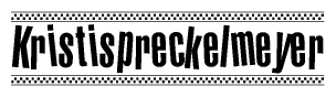 The image contains the text Kristispreckelmeyer in a bold, stylized font, with a checkered flag pattern bordering the top and bottom of the text.