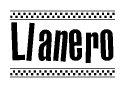 The image contains the text Llanero in a bold, stylized font, with a checkered flag pattern bordering the top and bottom of the text.