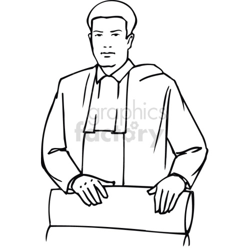 judge standing at office chair black white