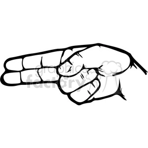 The image is a black and white clipart illustration of a hand gesture, which appears to represent the letter H in sign language.