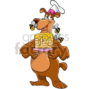 cartoon bear holding plate of pancakes