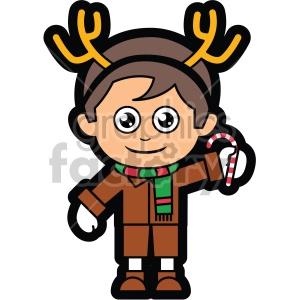 cartoon guy wearing reindeer antlers for christmas vector clip art
