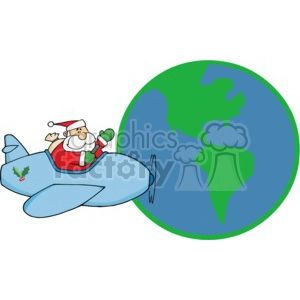 Santa Flying Around The World Delivering Present To All The Little Childern