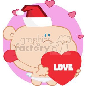 Romantic Cupid with Heart and Santa Hat