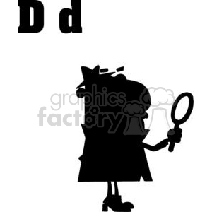 Cartoon Alphabet D as in Detective Silhouette
