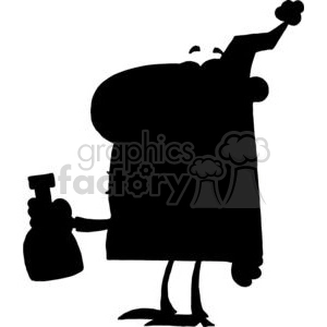 Silhouette Happy Man Celebrating with Bottle