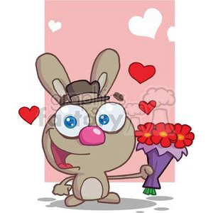 Cute Brown Bunny With Flowers