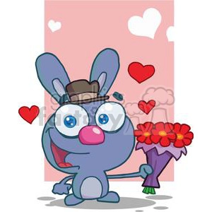 Cute Gray Bunny With Flowers