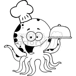 Octopus Chef Serving Food In A Sliver Platter