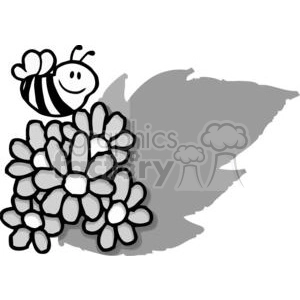 Black and White Bee flying over flowers