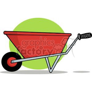 Red Wheel Barrow in front of a green circle