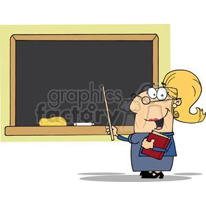 2991-School-Woman-Teacher-With-A-Pointer-Displayed-On-Chalk-Board