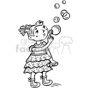 small girl blowing bubbles