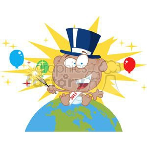 3828-New-Year-Baby-With-Fireworks-And-Balloons-Above-The-Globe