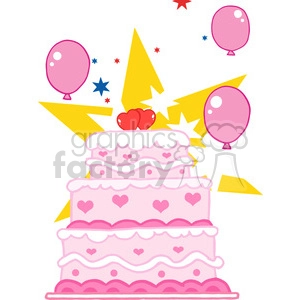 cartoon-pink-birthday-cake
