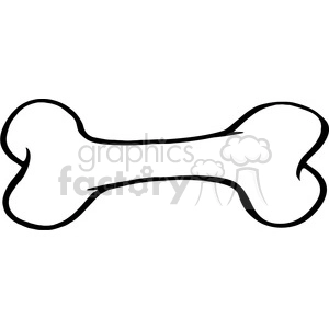 The image is a simple black and white clipart drawing of a typical dog bone. It is a stylized representation with a simplistic design, often associated with pet-themed graphics.