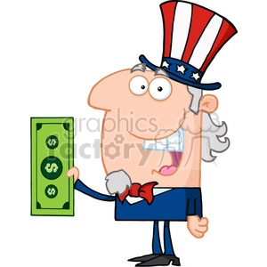 102515-Cartoon-Clipart-Uncle-Sam-With-Holding-A-Dollar-Bill