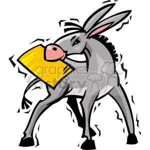 Democrat donkey with a document in it's mouth