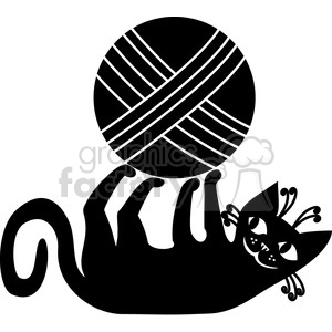 vector clip art illustration of black cat 015