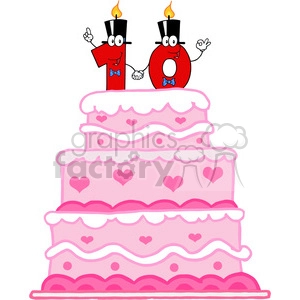 128127 RF Clipart  Illustration Wedding Cake With Number Ten Candles Cartoon Character