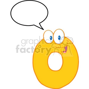 4962-Clipart-Illustration-of-Number-Zero-Cartoon-Mascot-Character-With-Speech-Bubble