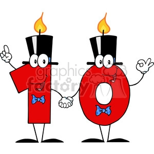 1281212 RF Clipart Illustration Number Ten Candles Cartoon Character