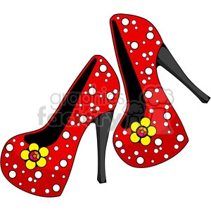 red heels 6 pearls and flowers
