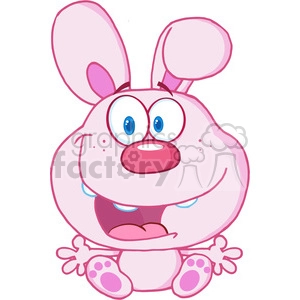 Clipart of Cute Pink Bunny Cartoon Character