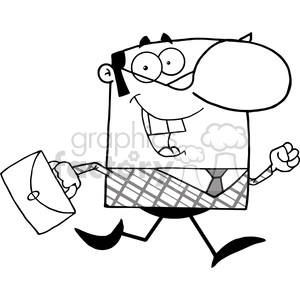 Clipart of Lucky Business Manager Running To Work With Briefcase