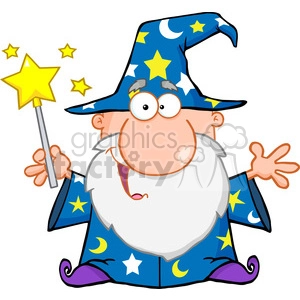 Royalty Free Funny Wizard Waving With Magic Wand
