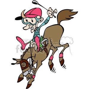 cartoon jockey character on a horse