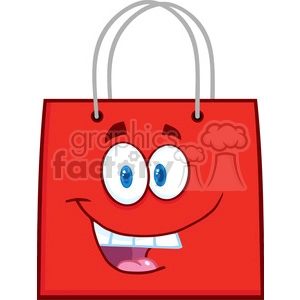 6719 Royalty Free Clip Art Happy Red Shopping Bag Cartoon Mascot Character