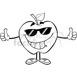 5967 Royalty Free Clip Art Smiling Apple Character With Sunglasses Giving A Thumb Up