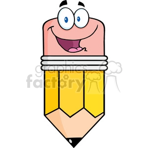 5869 Royalty Free Clip Art Happy Pencil Cartoon Character