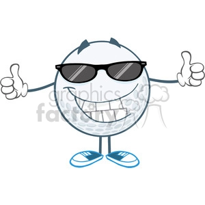 5740 Royalty Free Clip Art Smiling Golf Ball With Sunglasses Giving A Thumb Up