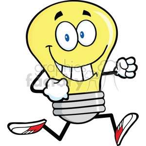 6061 Royalty Free Clip Art Light Bulb Cartoon Character Running