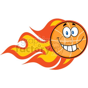 Royalty Free RF Clipart Illustration Smiling Flaming Basketball Cartoon Character