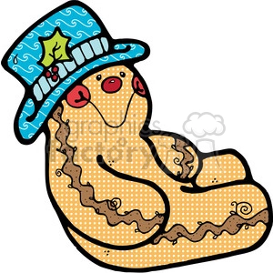 Gingerbread Man clipart wearing blue hat