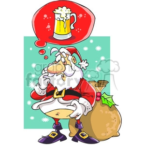 santa claus dreaming with a beer