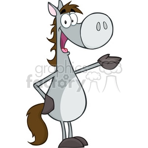 5682 Royalty Free Clip Art Gray Horse Cartoon Mascot Character
