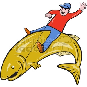 man riding a large fish