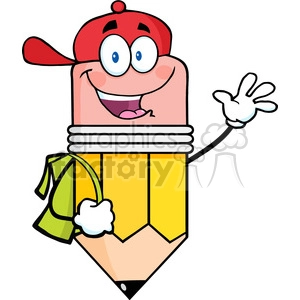 5910 Royalty Free Clip Art Happy Pencil Student Going To School